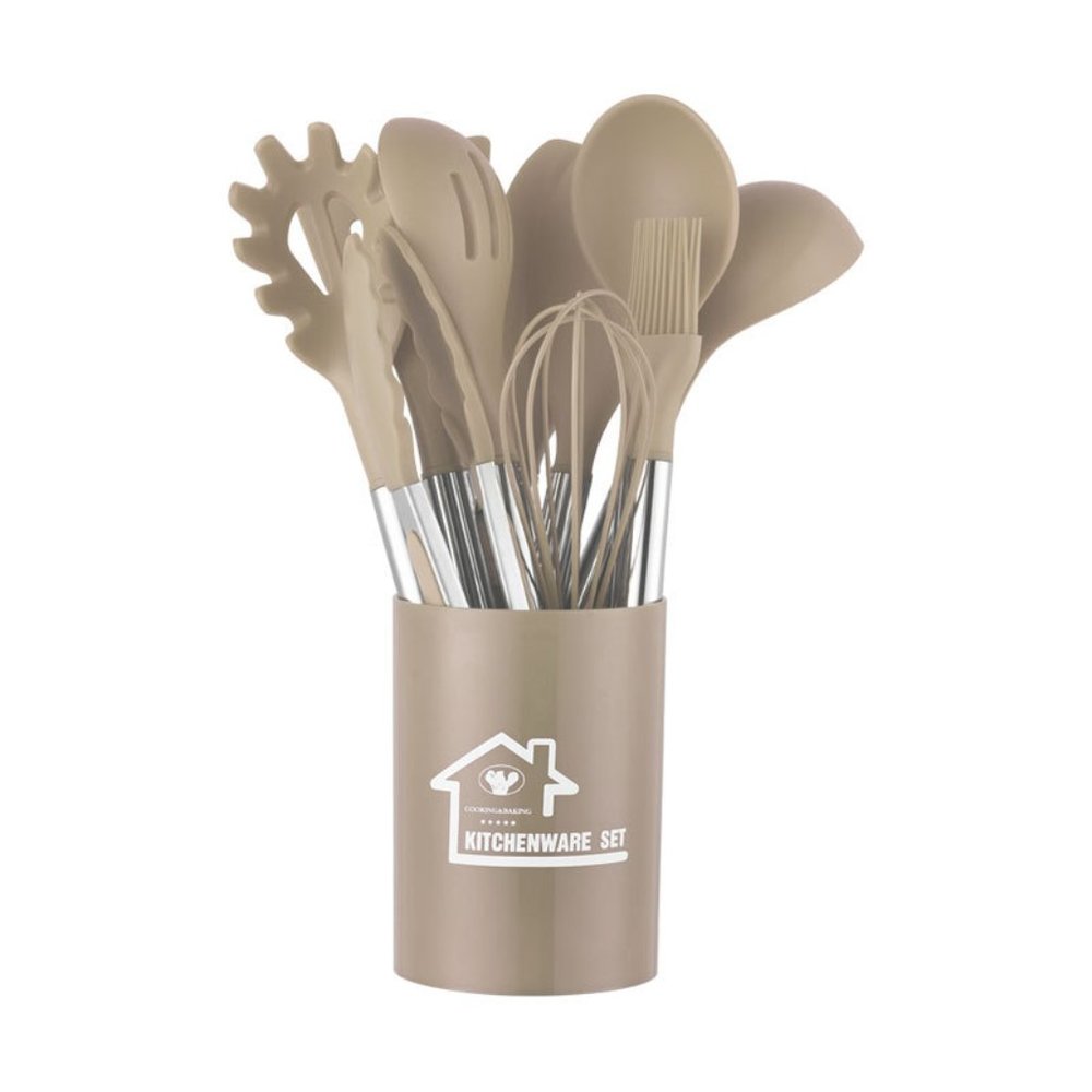 11 PCS Silicone Utensils Set Food Grade Steel Handle Nonstick Baking Cooking